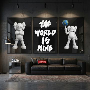 Kaws Girl Wall Art Set of 3, Girl Hypebeast Room Decor, Pink Grey Kaws Posters, Feminine Kaws Wall Art, Cool Girl Room Decor, Teen Girl Art