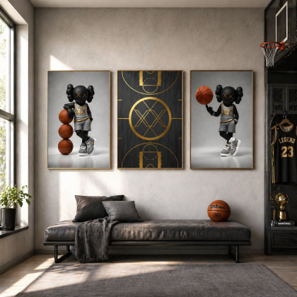 Kaws Girl Wall Art Set of 3, Girl Hypebeast Room Decor, Pink Grey Kaws Posters, Feminine Kaws Wall Art, Cool Girl Room Decor, Teen Girl Art