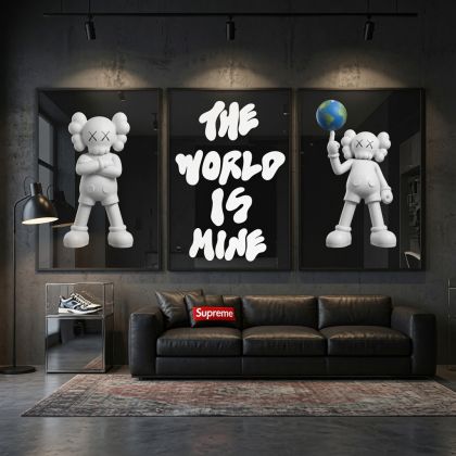 Kaws Girl Wall Art Set of 3, Girl Hypebeast Room Decor, Pink Grey Kaws Posters, Feminine Kaws Wall Art, Cool Girl Room Decor, Teen Girl Art