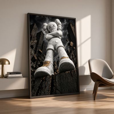 Kaws Girl Wall Art Set of 3, Girl Hypebeast Room Decor, Pink Grey Kaws Posters, Feminine Kaws Wall Art, Cool Girl Room Decor, Teen Girl Art