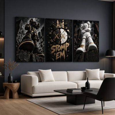 Kaws Girl Wall Art Set of 3, Girl Hypebeast Room Decor, Pink Grey Kaws Posters, Feminine Kaws Wall Art, Cool Girl Room Decor, Teen Girl Art