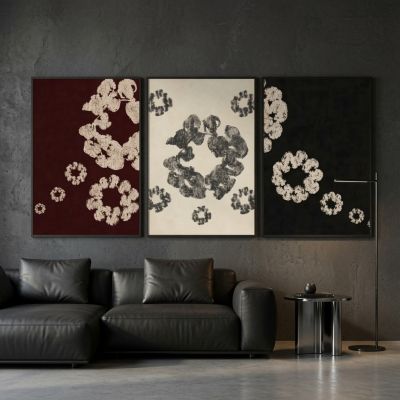 Denim Tears Wall Art Set of 3, Cotton Wreath Posters, Hypebeast Room Decor, Luxury Streetwear Fashion Prints, Designer Inspired Wall Art