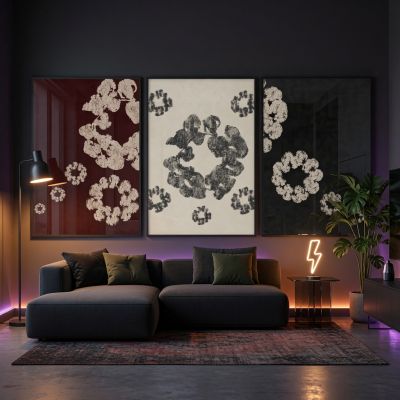 Denim Tears Wall Art Set of 3, Cotton Wreath Posters, Hypebeast Room Decor, Luxury Streetwear Fashion Prints, Designer Inspired Wall Art