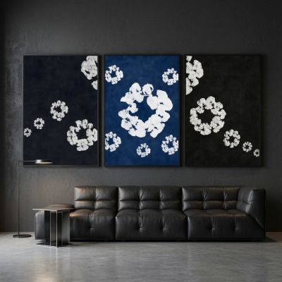 Denim Tears Wall Art Set of 3, Cotton Wreath Posters, Hypebeast Room Decor, Luxury Streetwear Fashion Prints, Designer Inspired Wall Art