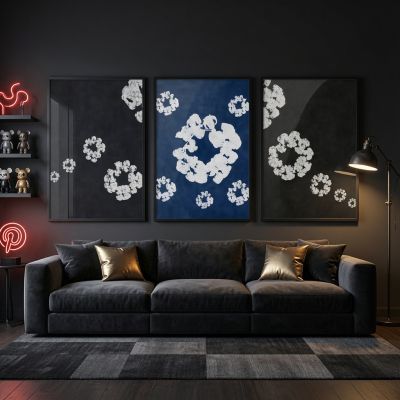 Denim Tears Wall Art Set of 3, Cotton Wreath Posters, Hypebeast Room Decor, Luxury Streetwear Fashion Prints, Designer Inspired Wall Art