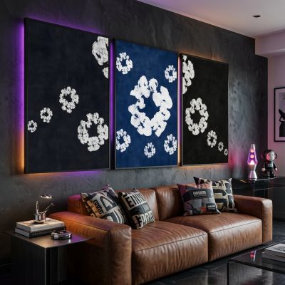 Denim Tears Wall Art Set of 3, Cotton Wreath Posters, Hypebeast Room Decor, Luxury Streetwear Fashion Prints, Designer Inspired Wall Art