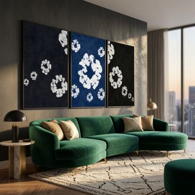 Denim Tears Wall Art Set of 3, Cotton Wreath Posters, Hypebeast Room Decor, Luxury Streetwear Fashion Prints, Designer Inspired Wall Art