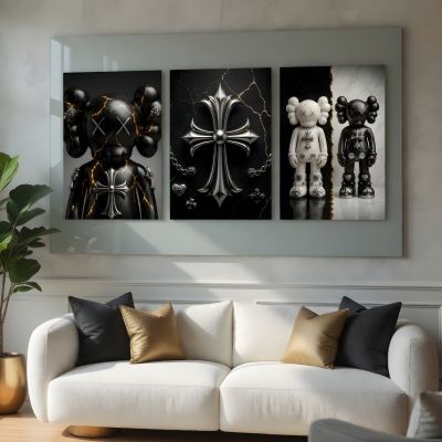 Denim Tears Wall Art Set of 3, Cotton Wreath Posters, Hypebeast Room Decor, Luxury Streetwear Fashion Prints, Designer Inspired Wall Art