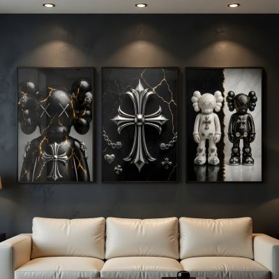 Denim Tears Wall Art Set of 3, Cotton Wreath Posters, Hypebeast Room Decor, Luxury Streetwear Fashion Prints, Designer Inspired Wall Art