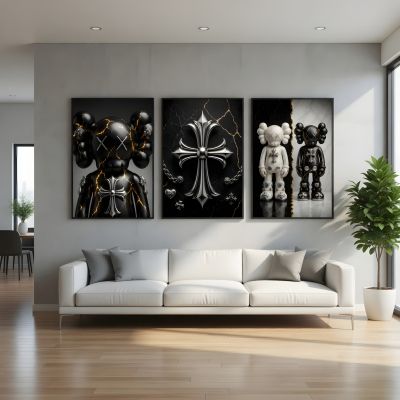 Denim Tears Wall Art Set of 3, Cotton Wreath Posters, Hypebeast Room Decor, Luxury Streetwear Fashion Prints, Designer Inspired Wall Art