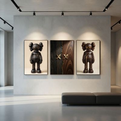 Kaws Girl Wall Art Set of 3, Girl Hypebeast Room Decor, Pink Grey Kaws Posters, Feminine Kaws Wall Art, Cool Girl Room Decor, Teen Girl Art