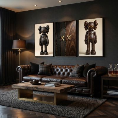 Kaws Girl Wall Art Set of 3, Girl Hypebeast Room Decor, Pink Grey Kaws Posters, Feminine Kaws Wall Art, Cool Girl Room Decor, Teen Girl Art