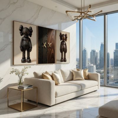Kaws Girl Wall Art Set of 3, Girl Hypebeast Room Decor, Pink Grey Kaws Posters, Feminine Kaws Wall Art, Cool Girl Room Decor, Teen Girl Art