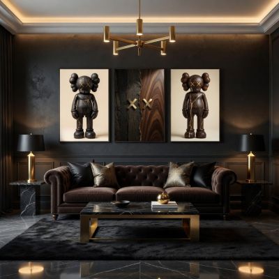 Kaws Girl Wall Art Set of 3, Girl Hypebeast Room Decor, Pink Grey Kaws Posters, Feminine Kaws Wall Art, Cool Girl Room Decor, Teen Girl Art