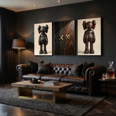 Kaws Girl Wall Art Set of 3, Girl Hypebeast Room Decor, Pink Grey Kaws Posters, Feminine Kaws Wall Art, Cool Girl Room Decor, Teen Girl Art
