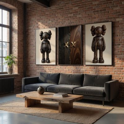 Kaws Girl Wall Art Set of 3, Girl Hypebeast Room Decor, Pink Grey Kaws Posters, Feminine Kaws Wall Art, Cool Girl Room Decor, Teen Girl Art
