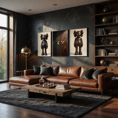 Kaws Girl Wall Art Set of 3, Girl Hypebeast Room Decor, Pink Grey Kaws Posters, Feminine Kaws Wall Art, Cool Girl Room Decor, Teen Girl Art