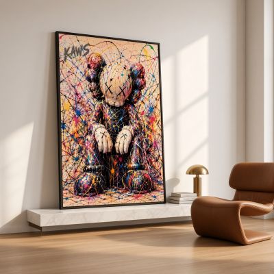 Kaws Girl Wall Art Set of 3, Girl Hypebeast Room Decor, Pink Grey Kaws Posters, Feminine Kaws Wall Art, Cool Girl Room Decor, Teen Girl Art