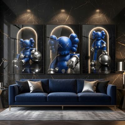 Kaws Girl Wall Art Set of 3, Girl Hypebeast Room Decor, Pink Grey Kaws Posters, Feminine Kaws Wall Art, Cool Girl Room Decor, Teen Girl Art