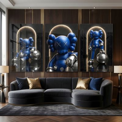 Kaws Girl Wall Art Set of 3, Girl Hypebeast Room Decor, Pink Grey Kaws Posters, Feminine Kaws Wall Art, Cool Girl Room Decor, Teen Girl Art