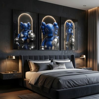 Kaws Girl Wall Art Set of 3, Girl Hypebeast Room Decor, Pink Grey Kaws Posters, Feminine Kaws Wall Art, Cool Girl Room Decor, Teen Girl Art