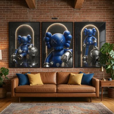 Kaws Girl Wall Art Set of 3, Girl Hypebeast Room Decor, Pink Grey Kaws Posters, Feminine Kaws Wall Art, Cool Girl Room Decor, Teen Girl Art