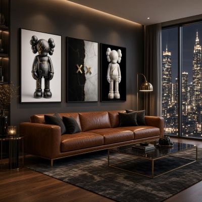 Kaws Girl Wall Art Set of 3, Girl Hypebeast Room Decor, Pink Grey Kaws Posters, Feminine Kaws Wall Art, Cool Girl Room Decor, Teen Girl Art