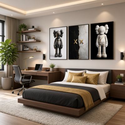 Kaws Girl Wall Art Set of 3, Girl Hypebeast Room Decor, Pink Grey Kaws Posters, Feminine Kaws Wall Art, Cool Girl Room Decor, Teen Girl Art