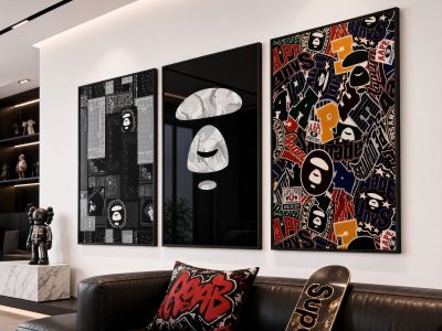 Kaws Girl Wall Art Set of 3, Girl Hypebeast Room Decor, Pink Grey Kaws Posters, Feminine Kaws Wall Art, Cool Girl Room Decor, Teen Girl Art