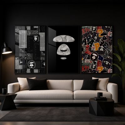 Kaws Girl Wall Art Set of 3, Girl Hypebeast Room Decor, Pink Grey Kaws Posters, Feminine Kaws Wall Art, Cool Girl Room Decor, Teen Girl Art