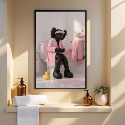 Kaws Girl Wall Art Set of 3, Girl Hypebeast Room Decor, Pink Grey Kaws Posters, Feminine Kaws Wall Art, Cool Girl Room Decor, Teen Girl Art