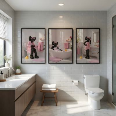 Kaws Girl Wall Art Set of 3, Girl Hypebeast Room Decor, Pink Grey Kaws Posters, Feminine Kaws Wall Art, Cool Girl Room Decor, Teen Girl Art