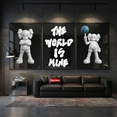 Kaws Girl Wall Art Set of 3, Girl Hypebeast Room Decor, Pink Grey Kaws Posters, Feminine Kaws Wall Art, Cool Girl Room Decor, Teen Girl Art