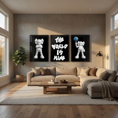 Kaws Girl Wall Art Set of 3, Girl Hypebeast Room Decor, Pink Grey Kaws Posters, Feminine Kaws Wall Art, Cool Girl Room Decor, Teen Girl Art