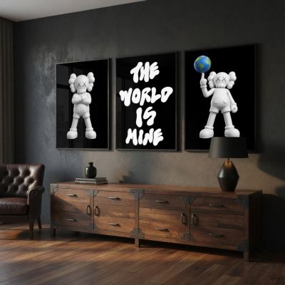 Kaws Girl Wall Art Set of 3, Girl Hypebeast Room Decor, Pink Grey Kaws Posters, Feminine Kaws Wall Art, Cool Girl Room Decor, Teen Girl Art
