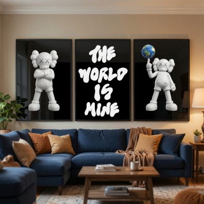 Kaws Girl Wall Art Set of 3, Girl Hypebeast Room Decor, Pink Grey Kaws Posters, Feminine Kaws Wall Art, Cool Girl Room Decor, Teen Girl Art