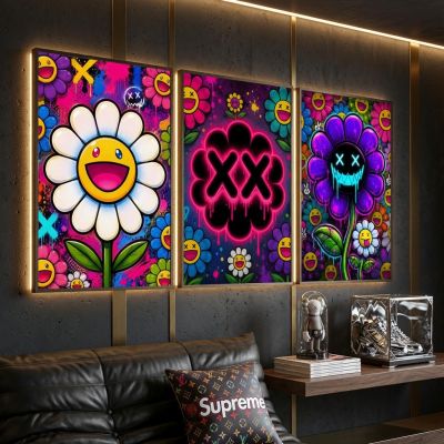Kaws Girl Wall Art Set of 3, Girl Hypebeast Room Decor, Pink Grey Kaws Posters, Feminine Kaws Wall Art, Cool Girl Room Decor, Teen Girl Art