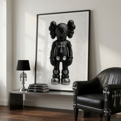 Chrome Hearts Hypebeast Wall Art Poster Set of 3, Black Silver Gothic Cross Art, Horseshoe Print, Fleur De Lis Luxury Y2K Room Decor