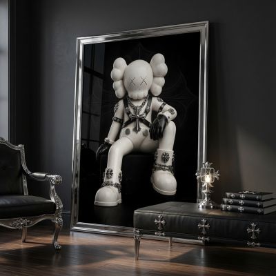 Chrome Hearts Hypebeast Wall Art Poster Set of 3, Black Silver Gothic Cross Art, Horseshoe Print, Fleur De Lis Luxury Y2K Room Decor